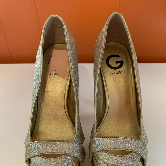 G by Guess Gold Glitter Platform Stiletto Shoes - Picture 6 of 9